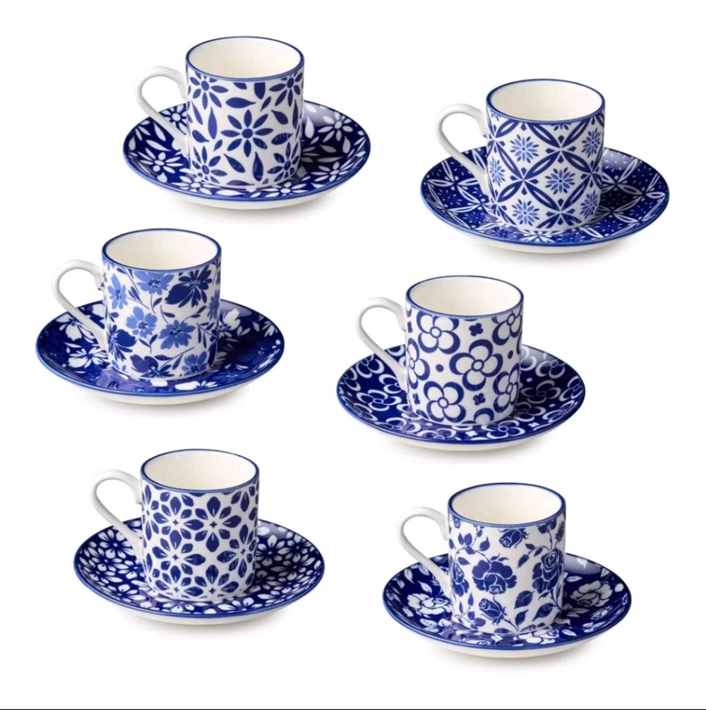 Certified International (Set of 6) 3.25oz Espresso Cups & Saucers Madison
